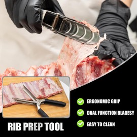 Rib Membrane Remover Tool - Easy Grip Non-Slip Handle Meat Tenderizer & Silverskin Remover, Food Grade Stainless Steel for Beef, Pork Ribs, BBQ Prep & Butcher Use ﻿ (1PC)