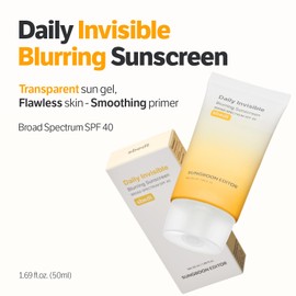 SUNGBOON EDITOR SUNGBOON EDITOR Daily Invisible Blurring Sunscreen with Broad Spectrum SPF 40 Invisible Sunscreen for Face, Makeup Primer spf, 50ml, 1.69 fl.oz, Oil Free, Weightless
