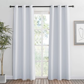 RYB HOME Room Darkening Curtains for Living Room, Energy Smart Privcay Window Curtains Drapes Durable Rustproof Grommet Panels for Home Office Laundry Room, W42 x L84 inch, Greyish White, Set of 2