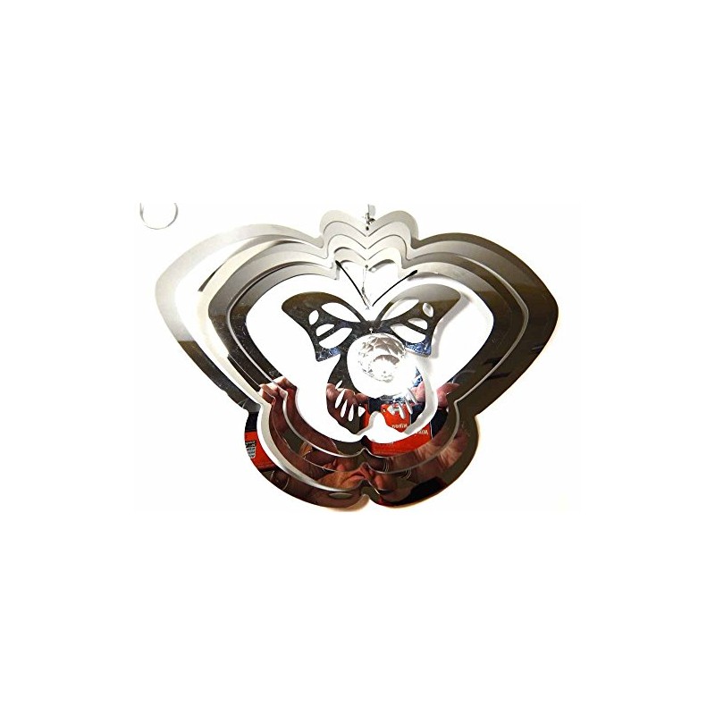 Hanging Stainless Steel Garden Wind Spinner Sun Catcher Crystal -