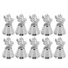 10Pcs Table Number Stands Stainless Steel Leaf Style Silver Color