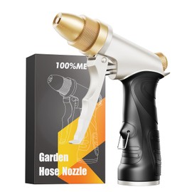 Garden Hose Nozzle, Heavy Duty Spray Nozzle for Watering, Water Nozzle with Adjustable Spray Patterns for Watering Plants, Car Washing, and Pet Showering (Gold)