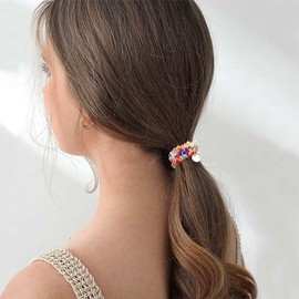 Zoestar Pearl Hair Scrunchies, Crystal Hair Scrunchies, Elastic Hair Ropes, Ponytail Holder, Fashion Hair Accessories for Women and Girls (3 Pieces) (D)