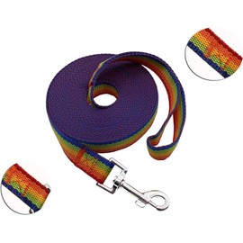 Nylon Training Dog Leash for Small Medium Large Dogs, 15ft 20ft 30ft 50ft Long Leash Dog/Puppy Lead for Obedience Recall Training, Camping (30ft, Rainbow)