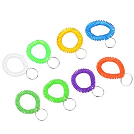sourcing map 8 Pack Spiral Keychain Bracelet Stretchy Key Holder 8 Colours