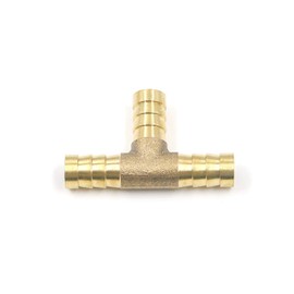 Antrader 3/8" Tee Brass Hose Barb Fitting, 3-Way PEX Pipe Union Fittings, 10-Pack