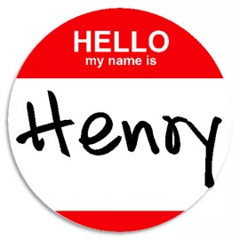 Kiwi Gifts Hello My Name Is Henry - 100 Pack Circle Stickers 3 Inch - Custom Nametag