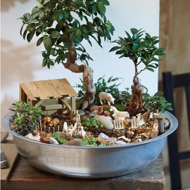 FADEDA 7X Tierset Hoftiere/Höhe:4 cm/handbemalt/detailgetreue Krippen Figuren - Weihnachten Tisch Dekoration Krippe Zubehör