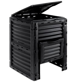Saicool Garden Composter Bin 80/120 Gallon- Large Capacity Outdoor Compost Bin w/Top Lid,Bottom Door, Fast Creation of Fertile Soil,Black (Black, 80 Gallon)