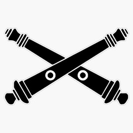 US Army Field Artillery Insignia - Black Window Bumper Sticker Decal 5"