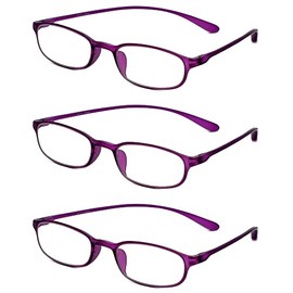 Calabria 718 Flexie Oval Reading Glasses +4.50 Violet (3pack) Men/Women Bendable Single Power Readers Flexible Durable TR90