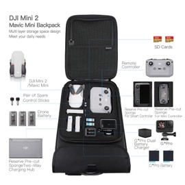 Smatree Waterproof Carrying Backpack for DJI Mini 2/1, Hard Shell Travel Bag for DJI Mini Drone Accessories and Gopro 13/12/11/10/9/8/7/6/5(Only Backpack)