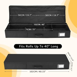 Bloomhüan Wrapping Paper Storage Bag for Wrapping Paper Organiser Waterproof 600D Oxford Fabric with Compartments for Rolls and Ribbons 102 x 30 x 12 cm (Black)