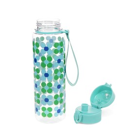 Rex London Drinks bottle with push button lid 700ml - Blue and green Daisy