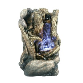 Hi-Line Gift 11" H Tree Trunk Waterfall Fountain W/LED Home Tabletop Decor Indoor/Outdoor Use