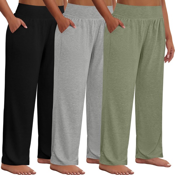 Neer 3 Pack Women Plus Size Wide Leg Yoga Pants