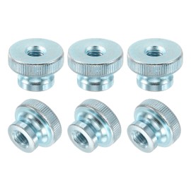 sourcing map Knurled Thumb Nuts, 6Pcs M10 Carbon Steel Nut High Head Through Hole, Light Blue