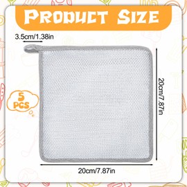 saerryor Dishwashing Cloths Stainless Steel Wire, 5 Pcs New 3 Layer Dishcloth Wire with Lanyard Dishwashing Rags for Wet and Dry Use, Reusable Non-Scratch Cleaning Cloth for Kitchen Sinks Bowl