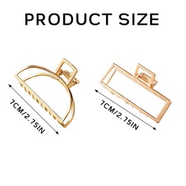 XMYCYuChen 2Pcs Elegant Metal Hair Clips Beautiful Fashionable Non Slip Metal Claw Clips Reusable Gold Mini Hair Clips for Styling Hair Accessories