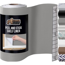 GORILLA GRIP® Peel and Stick Paper, Removable Cover for Books, Shelves, Countertops, Drawers, Cabinets and Crafts, Easy Install Kitchen Decor, Shelf, Drawer, Cabinet Liners, 11.8 in x 10 FT Gray