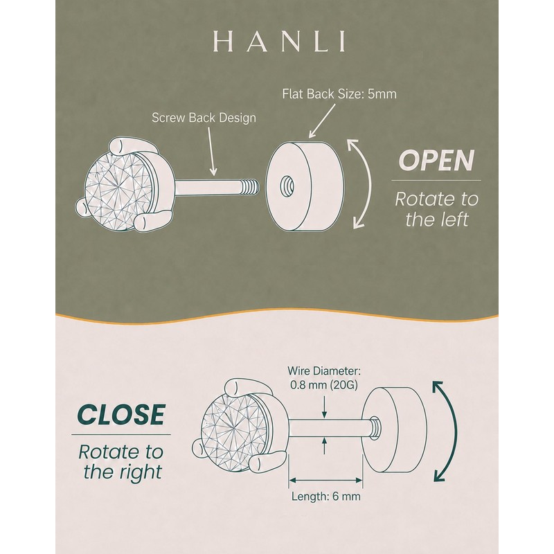 HANLI Flat Back Earrings for Women Silver Hammerhead Shark Stud