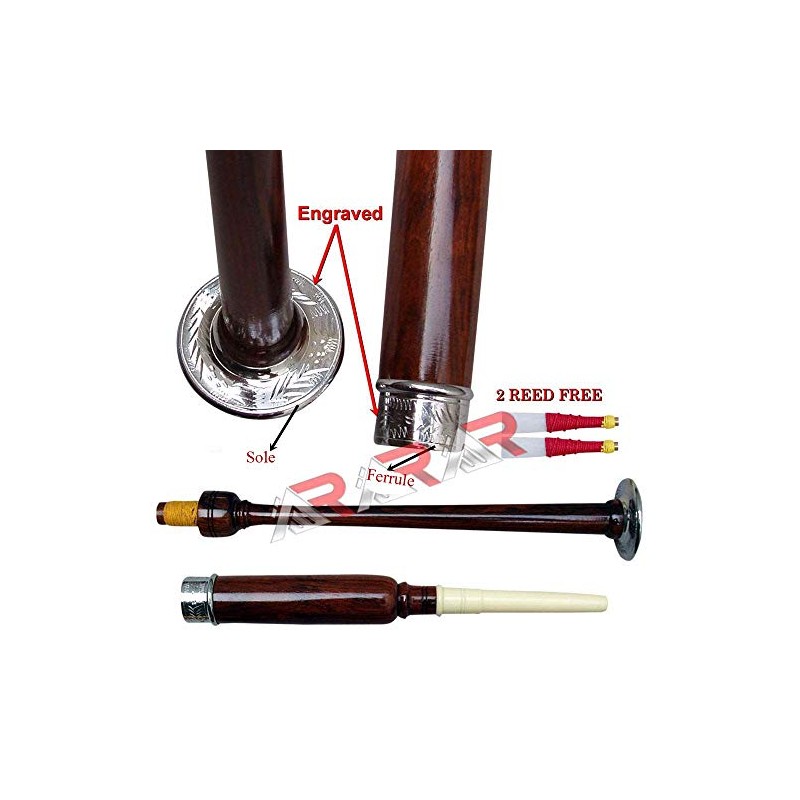 AAR Rosewood Practice Chanter Engraved Mounts Wooden Box with 2