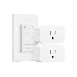 DEWENWILS Remote Control Outlet, Wall Mounted Wireless Light Switch, 2 Independent Control Sockets Electrical Remote Outlet Switch for Plug in Pendant Light, No Wiring,100 Ft Range, FCC Listed