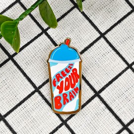 Freeze Your Brain Enamel Pin - Fun Series - Enamel Lapel Pin - Plated Badge for Clothing, Bags, and Lanyards