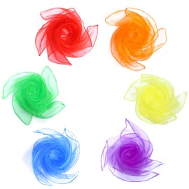 ieron 6 Pieces Sensory Scarves Rainbow Belly Dance Juggling Scarves Silk Like Fabric Square Scarf for Baby Gymnastics Rhythm Exercise Magic 24 Inch Bright Color Series