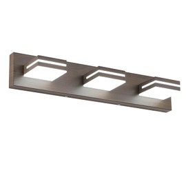 SineRise LED Modern Bathroom Vanity Light Fixtures (3-Light, 24-Inch), Brown Wood Painted Modern Acrylic Bathroom Wall Lighting Fixtures Over Mirror (Cool White 6000K)