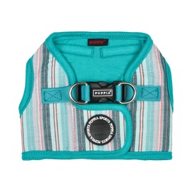 Puppia Theros Dog Vest Harness B (Step-in) Fashionable Striped Pattern Spring Summer Harness for Small and Medium Dogs, Aqua, Small
