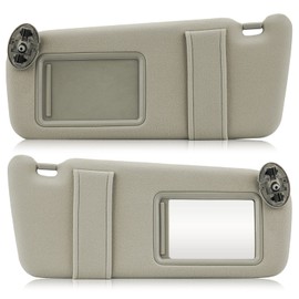 Left & Right Sun Visor for 2007-2011 Toyota Camry Without Sunroof, Driver & Passenger Side Beige Sunvisor Replacement 74310-06750-E0, 74320-06780-B0