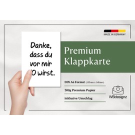 WBdesignz Funny Birthday Card with Envelope for 60th Birthday - 60th Birthday Thank You for Becoming 60 Before Me (German Language) Funny Saying Greeting Card for Birthday (A6)