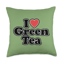 I Love Green Tea Designs By JAC I Love Green Tea Throw Pillow, 18x18, Multicolor