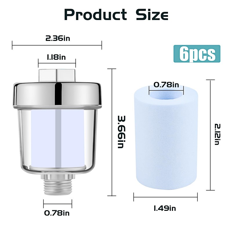 Shower Water Filter, Shower Filter with Two Interchangeable Filter Elements,