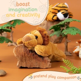 Forest & Twelfth Mini Lion Plush Toys, 12 Pack Small Stuffed Animals Bulk, Stocking Stuffer for Girls & Boys, Safari Animals Figures for Party Favors, Goody Bags, Classroom Treasure Box Prizes (Lion)