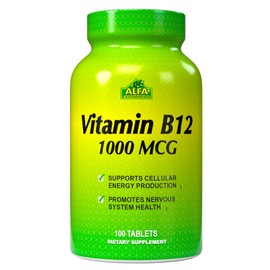 ALFA VITAMINS Vitamin B12 1000 Mcg 100 Tablets. Immune System. Nerves and Brain Health. Metabolism