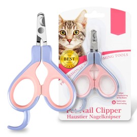 EooCoo Nail Scissors for Cats, Puppies, Professional Nail Scissors for Small Animals, Pets, 25 Degree Curved Design Nail Clippers, Purple