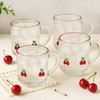 SiliFine 4 Pack Cherry Glass Cups 14oz Juice Mugs Clear