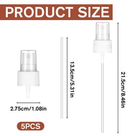 5 Pcs Spray Bottle Tops, Fine Mist Spray Cap Sprays Bottle Nozzle Replacement Perfume Top Replacement for Toner Sprays Bottles Mist Sprayer Essential Oil Cleaning Solutions (24/410 Cap Size,White)