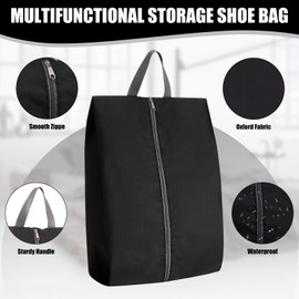Shoe Bags for Travel, 10 Pack Large Capacity Dustproof Shoe Travel Bag with Sturdy Zipper Closure, Portable Travel Packing Shoe Storage Bag for Men and Women, Black