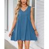 YBSKG Womens Summer Sleeveless Mini Dress Casual V Neck Loose