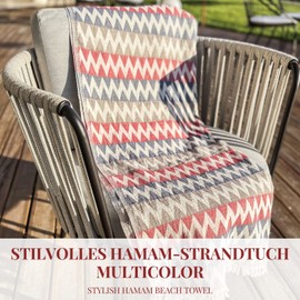 Carenesse Hamamtuch Zickzack 90 x 175 cm Multicolor Hamam Handtuch 100% Baumwolle Pestemal/Fouta weich & zart I Leichtes Hamam Strandtuch kompakt