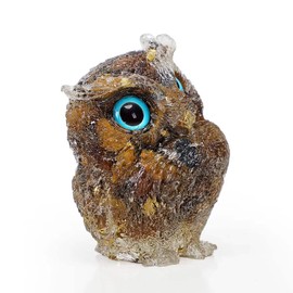 LLLSYBBB 2.4" Brown Owl Decor Healing Crystals Gemstone Energy Sculpture Statue Home Room Office Desk Decoration Hand-Carved Cute Figurines Energy Reiki Gifts for Women Men