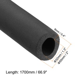 PATIKIL 66.9"L x 1-1/4"ID x 0.4"T Pipe Insulation Foam Tube, Water Pipe Insulation Tubing Heat Preservation for Plumbing Water AC Pipe Sprinkler Spigot, Black