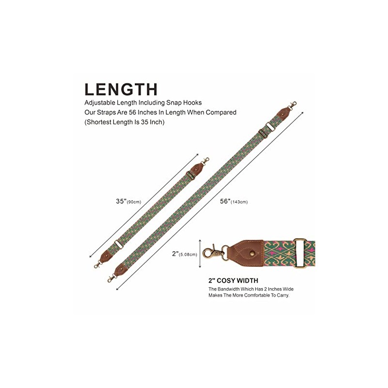 Nefelibata Purse Strap, 2" Cowhide Head Wide Shoulder Strap Adjustable