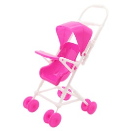 ERINGOGO plastic cute umbrella car Stroller Toy decorate stroller doll plastic stroller doll pushchair simulation doll hand push Little Doll mini house stroller pink Model