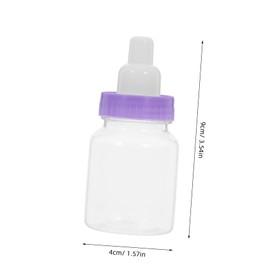 Ciieeo 12Pcs Shower Candy Favor Boxes Transparent Milk Bottle Shaped Party Favors with Detachable Purple White Caps Decorative Candy Containers for Birthday and Gender Reveal Celebrations