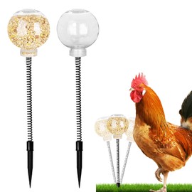 Pack of 2 Feeder Chickens, Interactive Automatic Feeder Chicken Toy with Spring Chicken Slow Feeder Swing Pick Toy Chicken Toy for Poultry Ducks Birds