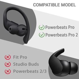 Axuzsyx Replacement Eartips Silicone Earbuds Buds Set for Beats Powerbeats Pro Wireless Earphones, 8 Pairs（Black）